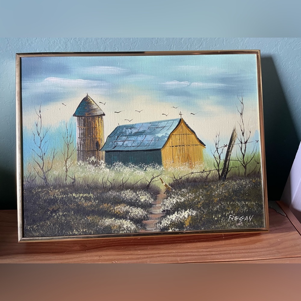 Vintage Oil Painting Signed Regan 16x12”